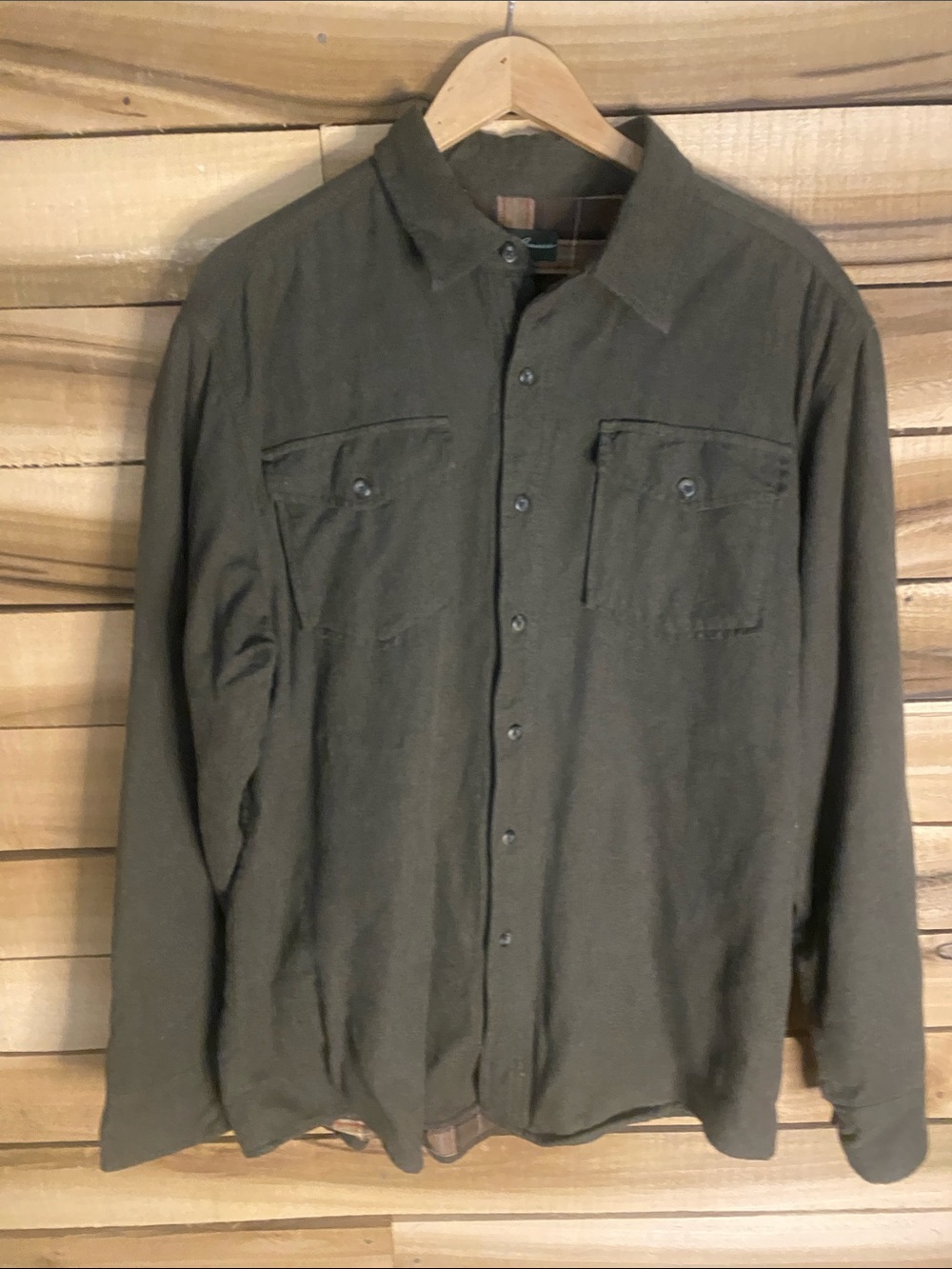 Eddie Bauer insulated Olive Button-Up Shirt Jacket size large